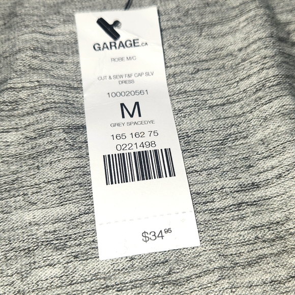 GARAGE LIGHT GREY SPRING/SUMMER DRESS SHORT SLEEVES SIZE M NEW WITH TAGS - Picture 10 of 10